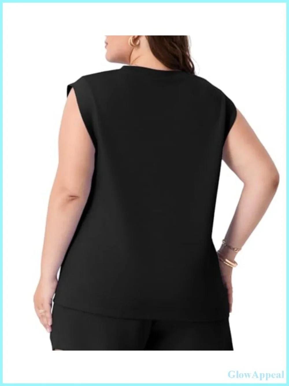 Plus Size Tank Top with Cap Sleeves - Cotton Blend, Underarm Coverage